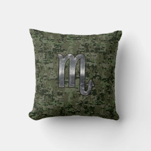 Almofada Silver Scorpio Zodiac Sinal Camo Digital Woodland