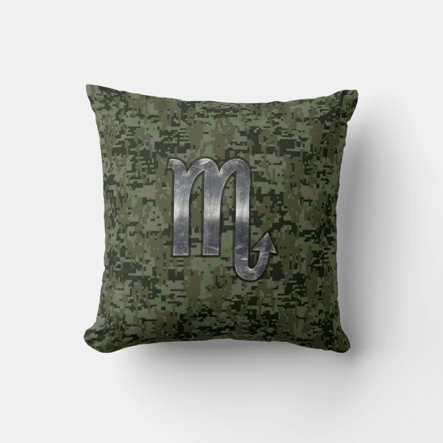 Almofada Silver Scorpio Zodiac Sinal Camo Digital Woodland (Frente)