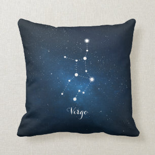 Almofada Símbolo Astrologico Azul Nebula Virgo Zodiac