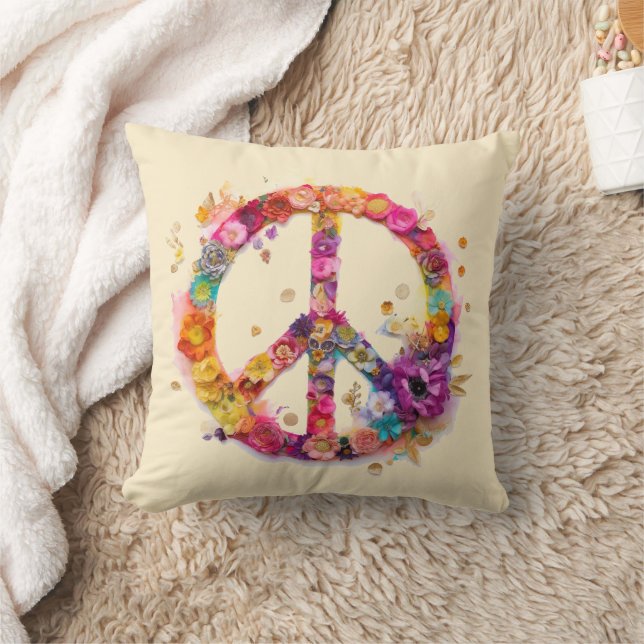 Almofada Símbolo da Paz Boho Hippy 60 70 (Cobertor)