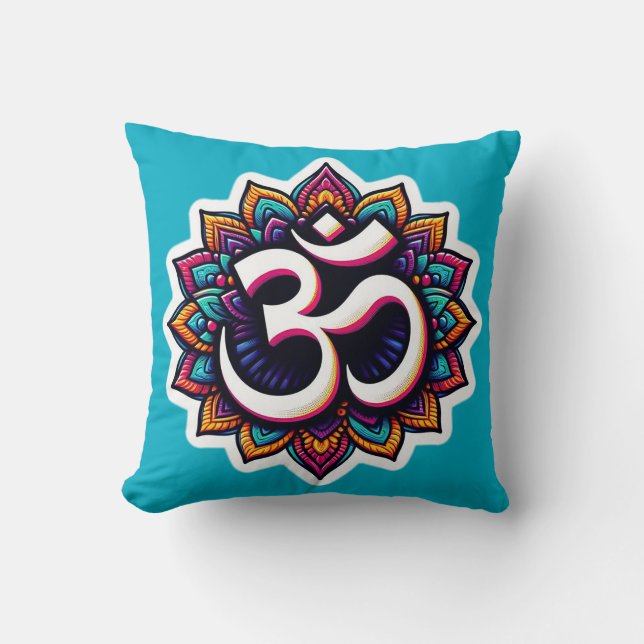 Almofada Símbolo de meditação hindu Om Travesseiro decorati (Frente)