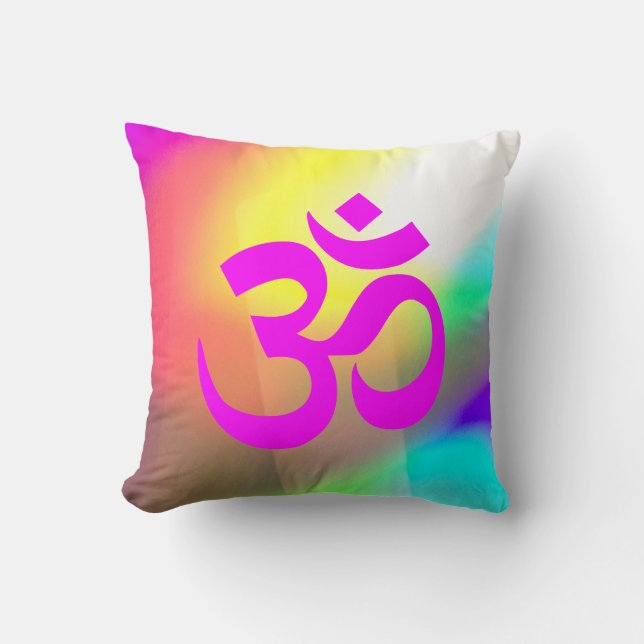 Almofada Símbolo de Om Magenta Abstrato moderno (Frente)
