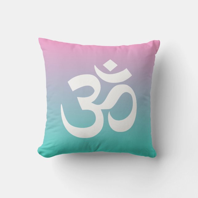 Almofada Símbolo de Om Mole Turquesa Rosa (Frente)
