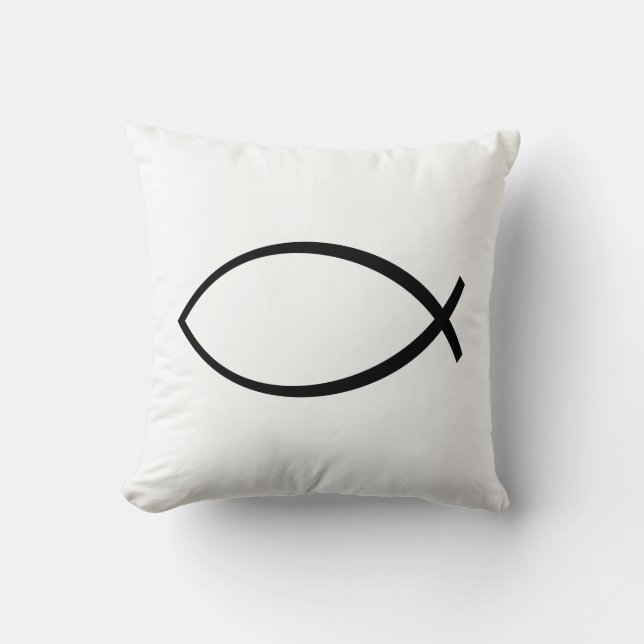 Almofada Símbolo de Peixe Cristão (Ichthys) (Frente)