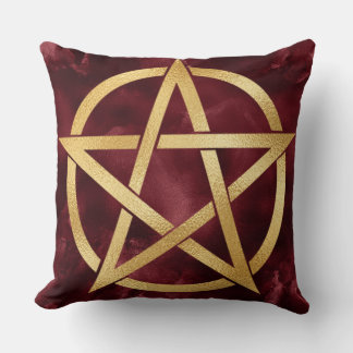 Almofada Símbolo de Pentagrama Dourado em Vermelho