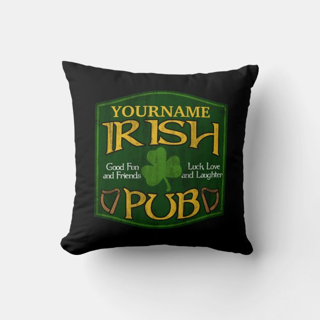 Almofada Símbolo de Pub Irlandês Personalizado (Frente)