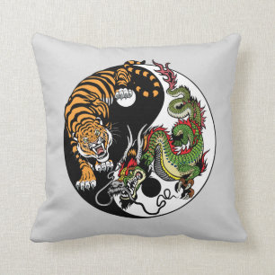 Almofada símbolo do dragão e do tigre yin yang