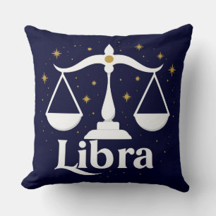 Almofada Símbolo do Signo Zodíaco de Libra com Estrelas e B