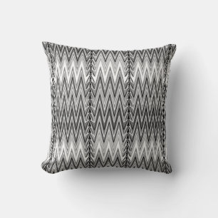 Almofada Símbolo étnico Chevron Damask, Cinzas, Preto e B