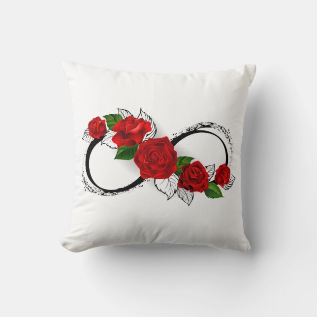 Almofada Símbolo Infinity com Rosa vermelha (Frente)