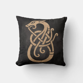 Almofada Símbolo Nó Serpente Viking Dourado