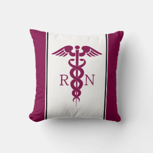 Almofada Símbolo Simples Red Caduceus RN com Bordas Magent