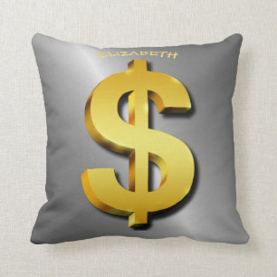 Almofada Símbolo Sparkling do dinheiro do sinal do dólar