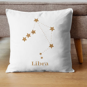 Almofada Símbolo Zodiac Moderno Dourado Libra   Ar de eleme