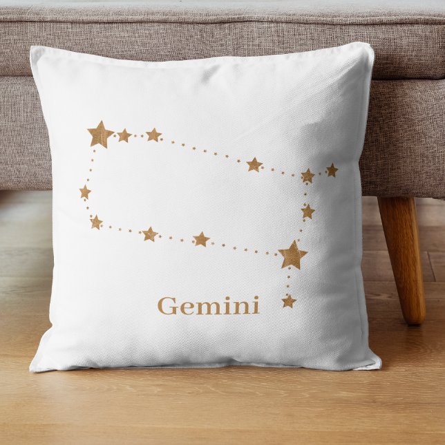 Almofada Símbolo Zodiac Moderno Gemini Dourado | Ar de elem (Criador carregado)
