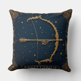 Almofada Símbolo Zodiacal de Sagitário Dourado