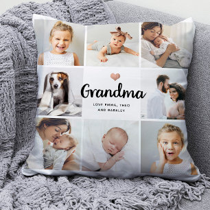 Almofada Simple and Chic Heart Photo Collage for Grandma