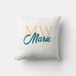 Almofada simple minimal add name monogram orange blue bold