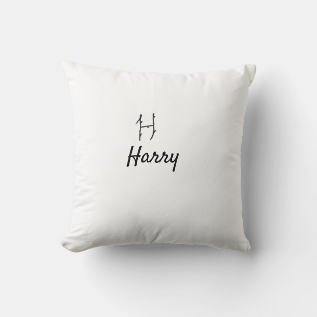Almofada Simple minimal black monogram letter H add name   (Frente)