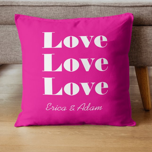 Almofada Simples Branco Limpo 3 x Amor | Rosa Vibrante (Criador carregado)