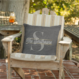 Almofada Simples e Realista Burlap, Dourada Cinza de carvão