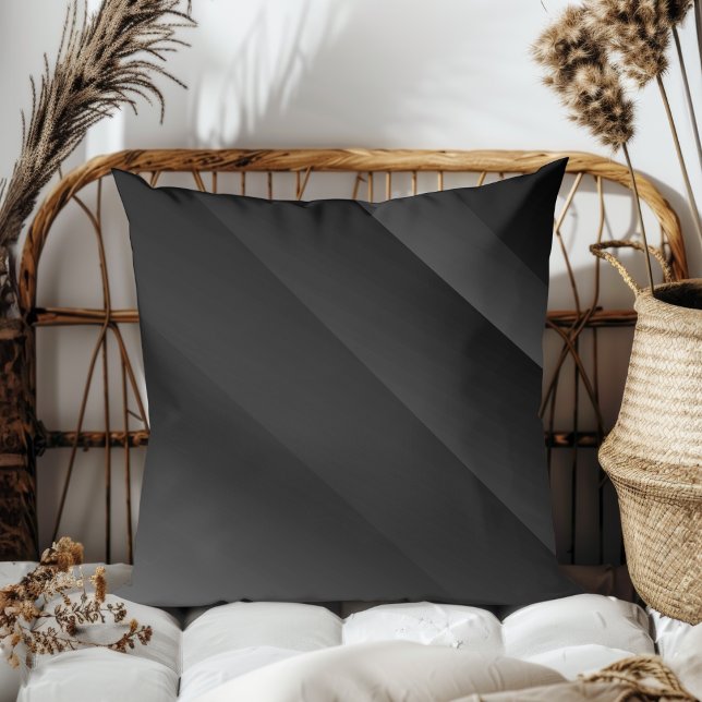 Almofada Simples Elegante Modern Diagonal Strips Preto (Criador carregado)