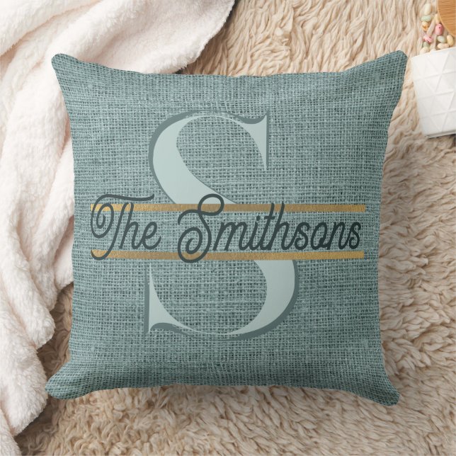 Almofada Simples Elegante Moderno Rústico Dourado Monograma (Cobertor)