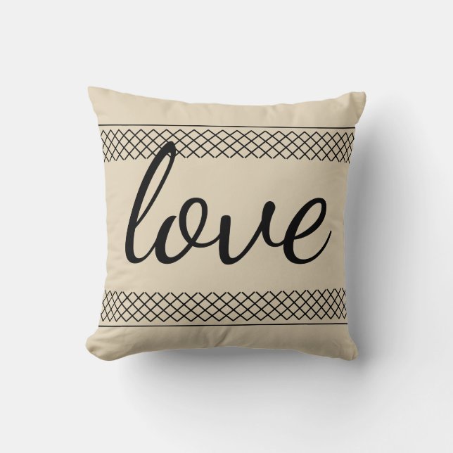 Almofada Simples Farmhouse Love Beige (Frente)