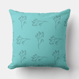Almofada Simples Floral Azul Turquesa Bonito