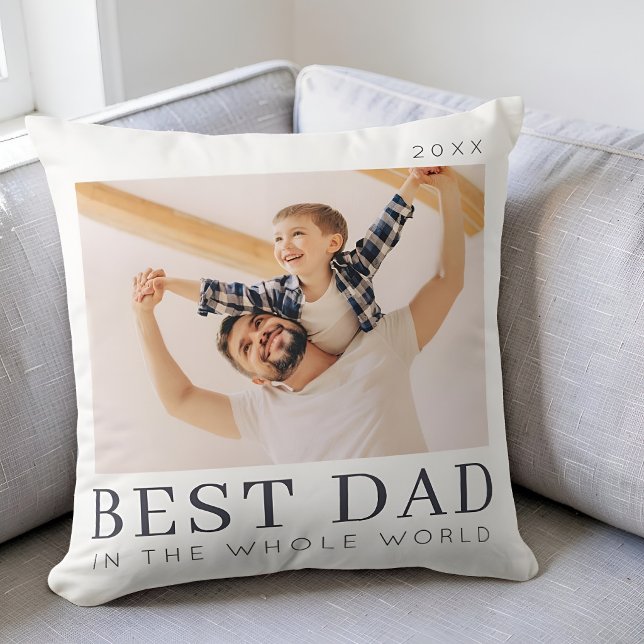 Almofada Simples Moderno Chic Personalizado Melhor Pai Foto (Criador carregado)