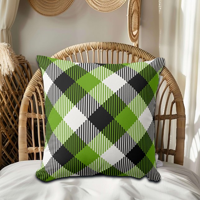 Almofada Simples Xadrezes Tartan Neon Green (Criador carregado)