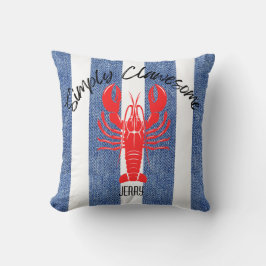 Almofada "SIMPLESMENTE UNHADAS" Red Lobster em Listras de J