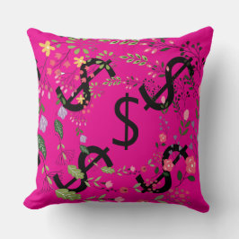 Almofada Sinal de Dólar Duo Tom Rosa Vermelho Floral