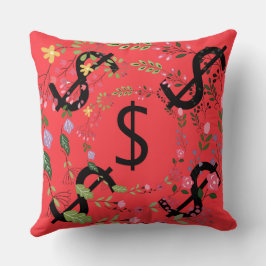 Almofada Sinal de Dólar Duo Tom Verde Vermelho Floral