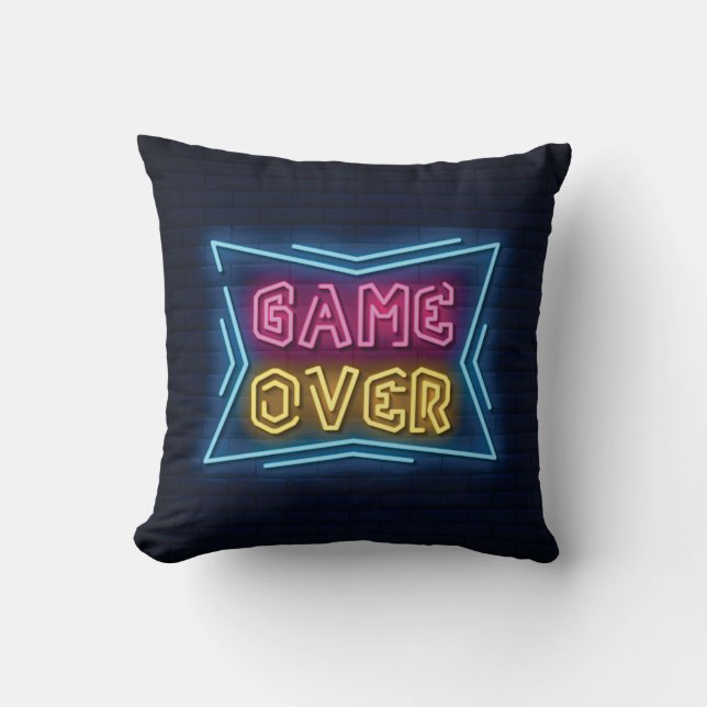 Almofada Sinal de GAME OVER de néon simulado legal (Frente)