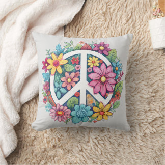 Almofada Sinal de Paz Boho Hippy 60s 70s