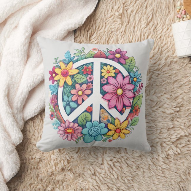 Almofada Sinal de Paz Boho Hippy 60s 70s (Cobertor)