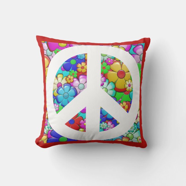 Almofada Sinal de paz hippy (Frente)