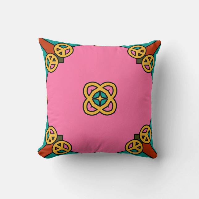 Almofada Sinal de Paz Rosa Caleidoscópio (Frente)