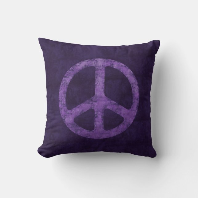 Almofada Sinal de paz roxo afligido (Frente)