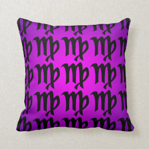 Almofada Sinal roxo magenta preto do horóscopo do Virgo