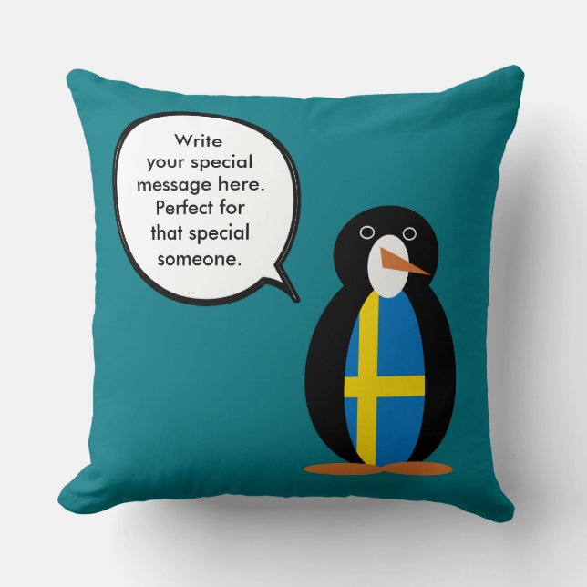 Almofada Sinalizador Sueco Falando Sra. Penguin Personaliza (Frente)