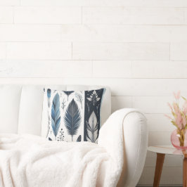 Almofada Sinfonia de pena elegante em azul e prata