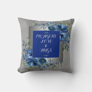 Almofada Sinfonia de Pétalas Prata e Azul