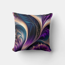 Almofada Sinfonia Floral - Roxo Profundo - Arte Abstrata Do