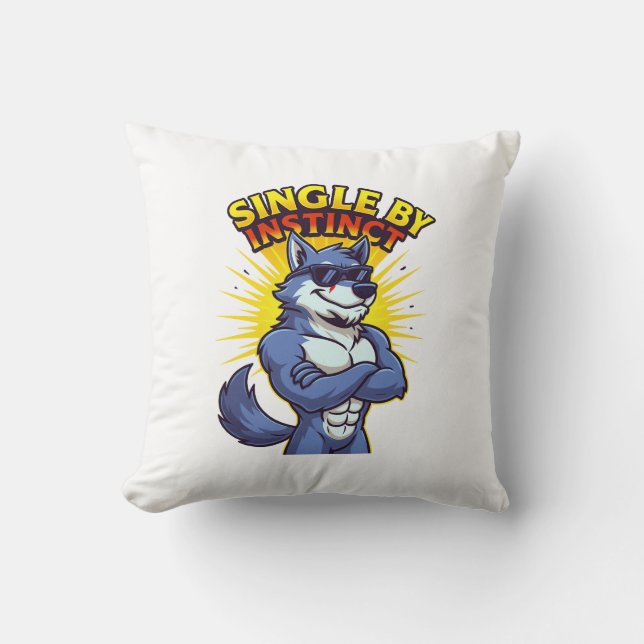 Almofada Single by Instinct – Cool Wolf Cartoon Funny (Frente)