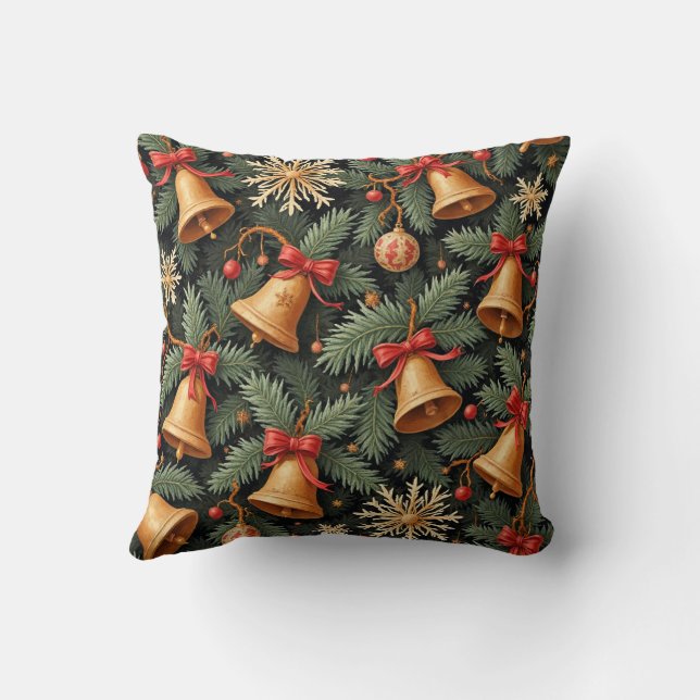Almofada Sinos de feriado, padrão decorativo. (Verso)