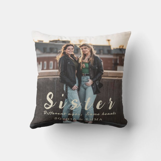 Almofada Sister Photo Collage Pillow – Same Hearts Always (Verso)
