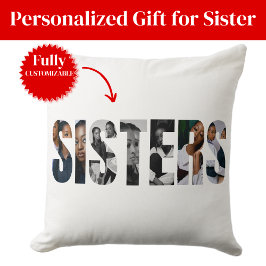 Almofada Sisters Photo Collage Throw Pillows Gift