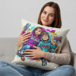 Almofada Skater Mom & Son: Vibrant Graffiti Art Pillow<br><div class="desc">Brighten up your space with this urban-style decorative pillow featuring a mom and son on a skateboard. The vibrant graffiti design makes it a perfect, trendy gift for Mother’s Day, birthdays, or family celebrations. It’s an ideal accent piece for modern living rooms, teen bedrooms, or nurseries. Technique: AI-generated and professionally...</div>